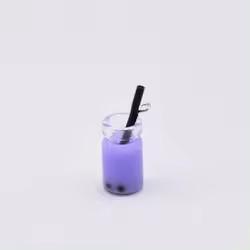 Cute Miniature 3D Bubble Tea Bottle Design Artificial Style Resin Glass Bottle Charms Earring Making Colorful Jewelry Souvenir