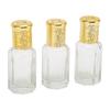 3pcs Refillable Perfume Bottle 10ml Golden Cover Transparent Glass Refillable Perfume Container for Travel