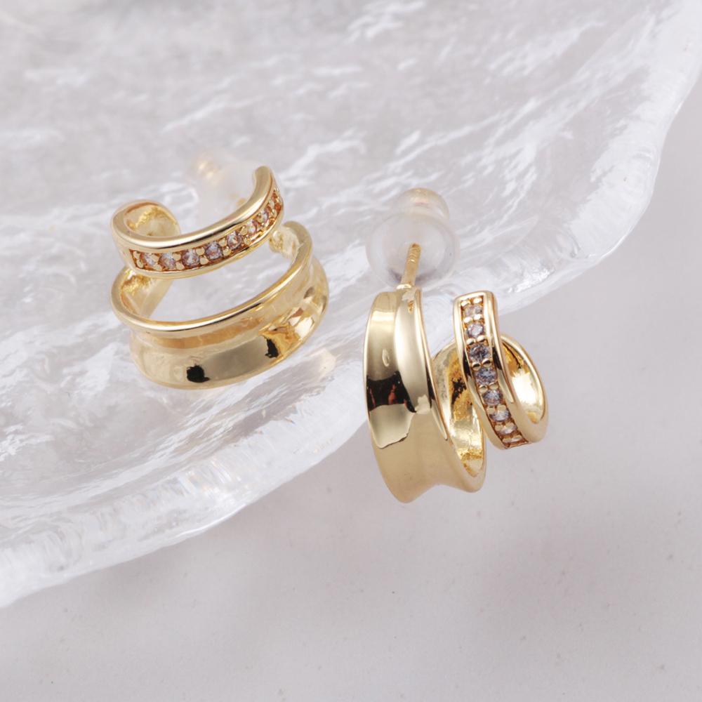 925 Sterling Copper Gold And Copper In Two Colors Hip-hop Trend Double C-Shaped Temperament Suitable For Girls To Wear