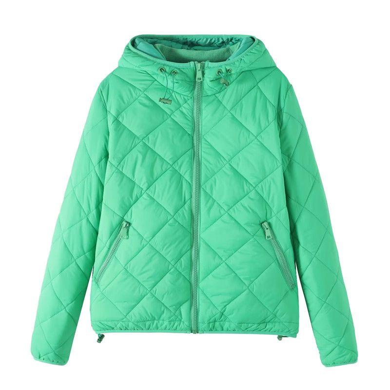 

Fashion Women s Wear Diamond Lattice Zip Bomber Jacket Green L
