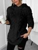 2025 Women's Solid Color Hooded Jacquard Slim Sweatshirt Jacket with Drawstring