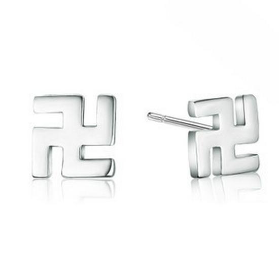 

Модные мужские серьги-пусеты в виде креста, свастики, Будды, медь с серебряным покрытием. Eco-friendly Copper Plated with Platinum