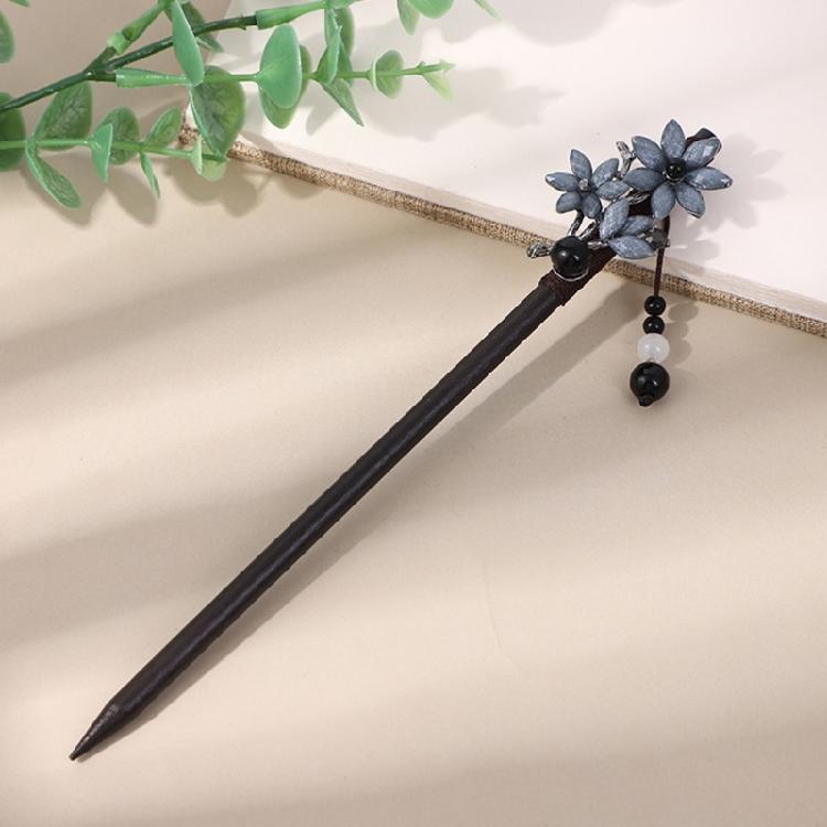 4 szt. Tradycyjne chińskie drewniane patyczki do włosów z eleganckimi kwiatowymi i frędzelkowymi detalami, akcesoria do włosów na każdą okazję