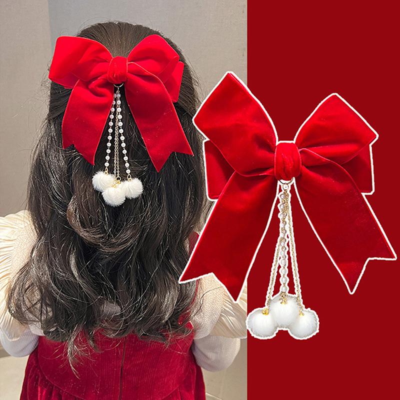 Rote Schleife Band Haar Clip Jahr Haarnadel Kawaii Haar Zubehör Für Frauen Mädchen Frühling Festival Haar Ornament