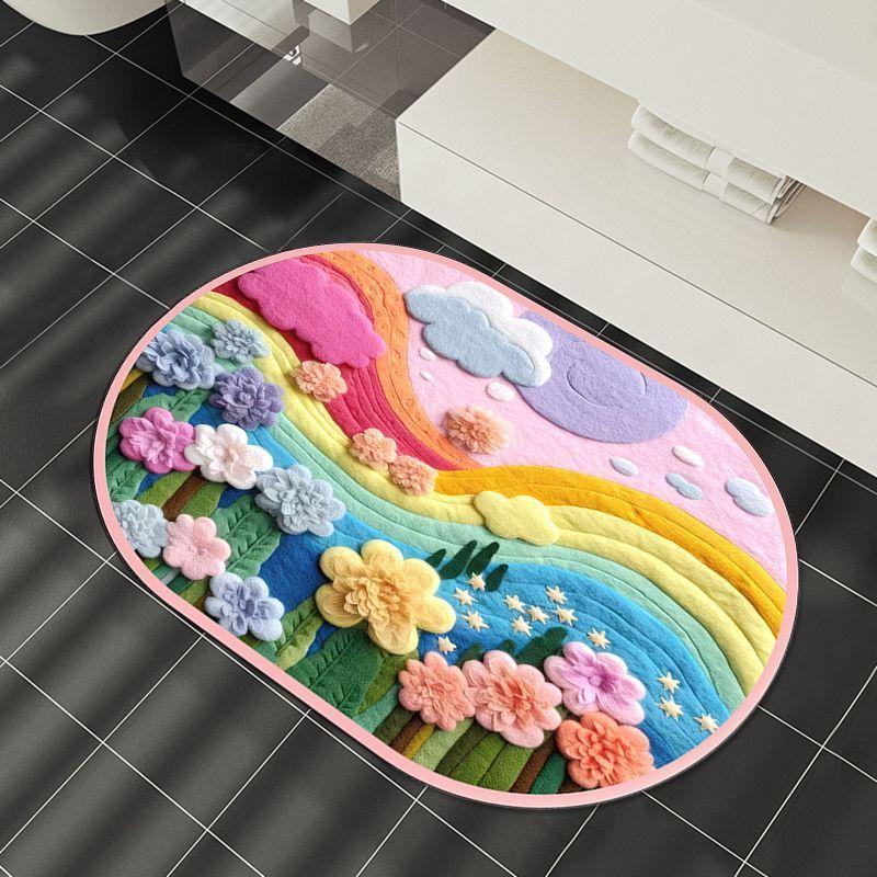Ins Wind 3D Rainbow Diatom Mud Floor Mat Shower Room Water-Absorbing Quick-Drying Floor Mat Household Non-Slip And Dirt-Resistant Bathroom Floor Mat