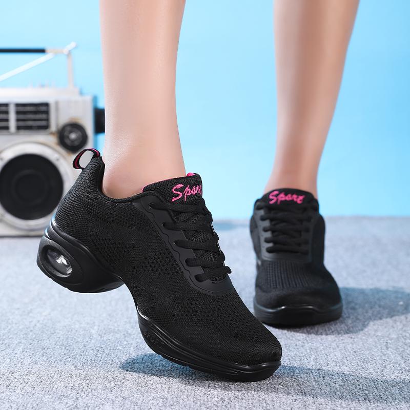 Scarpe da Ballo Moderne Donna con Ammortizzazione ad Aria Rete Traspirante Scarpe da Jazz con Lacci Sneakers Casual da Donna Ammortizzanti