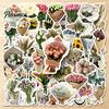 Rose Pattern Stickers 50Pcs Flower Bouquet Decorative Stickers, DIY Scrapbooking Journaling Floral Adhesive Decals Decals, for Water Bottles