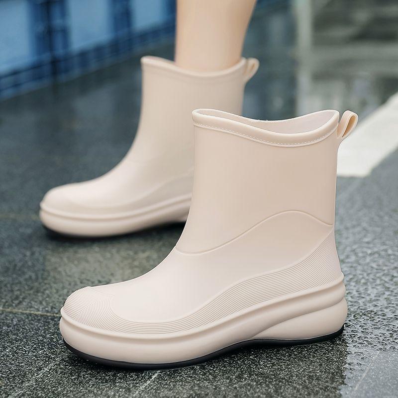Waterproof Women's 2025 New Mid-Calf Rubber Boots Non-Slip Waterproof Water Shoes for Kitchen Durable Wear-Resistant Footwear