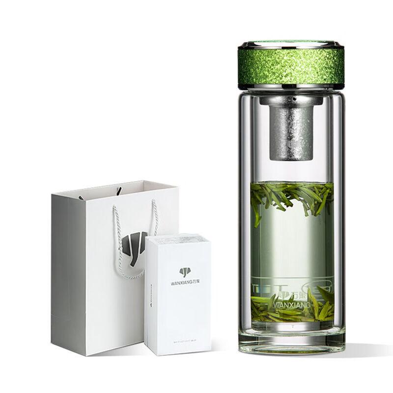 Wanshang Titanium Silver Double Wall Glass Tea Bottle with Infuser