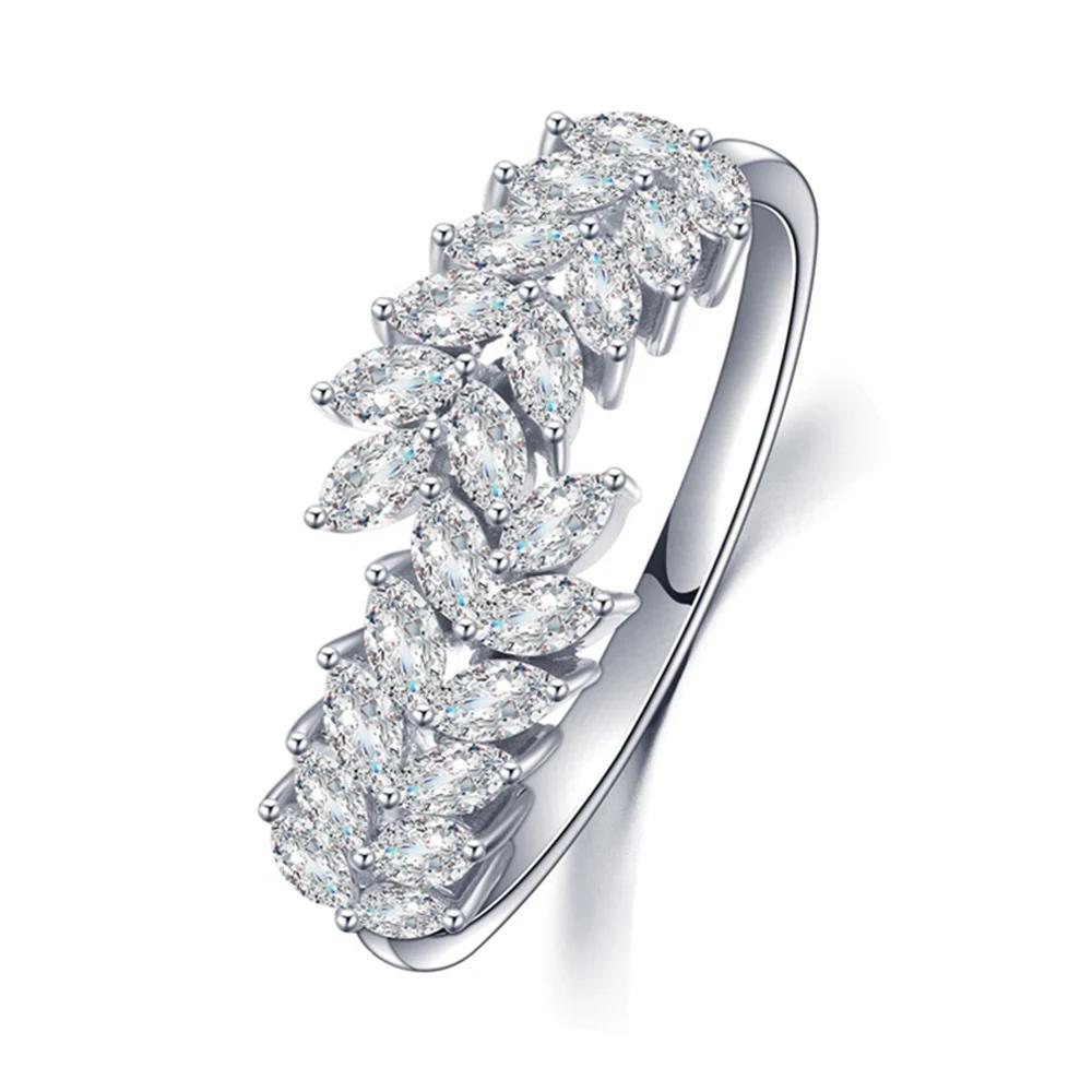 Fashion Leaf Design Cubic Zirconia Ring for Women Exquisite Bridal Wedding Ceremony Party Rings New Statement Accessories