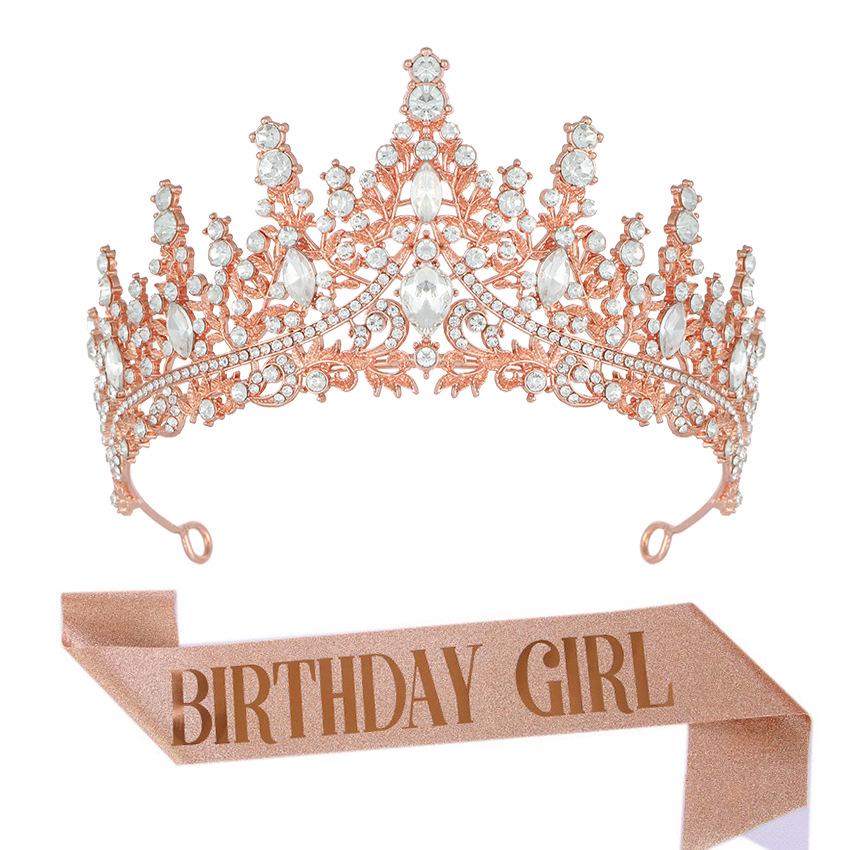 Luxury Crystal Crown & Sash Set for Birthday Girl