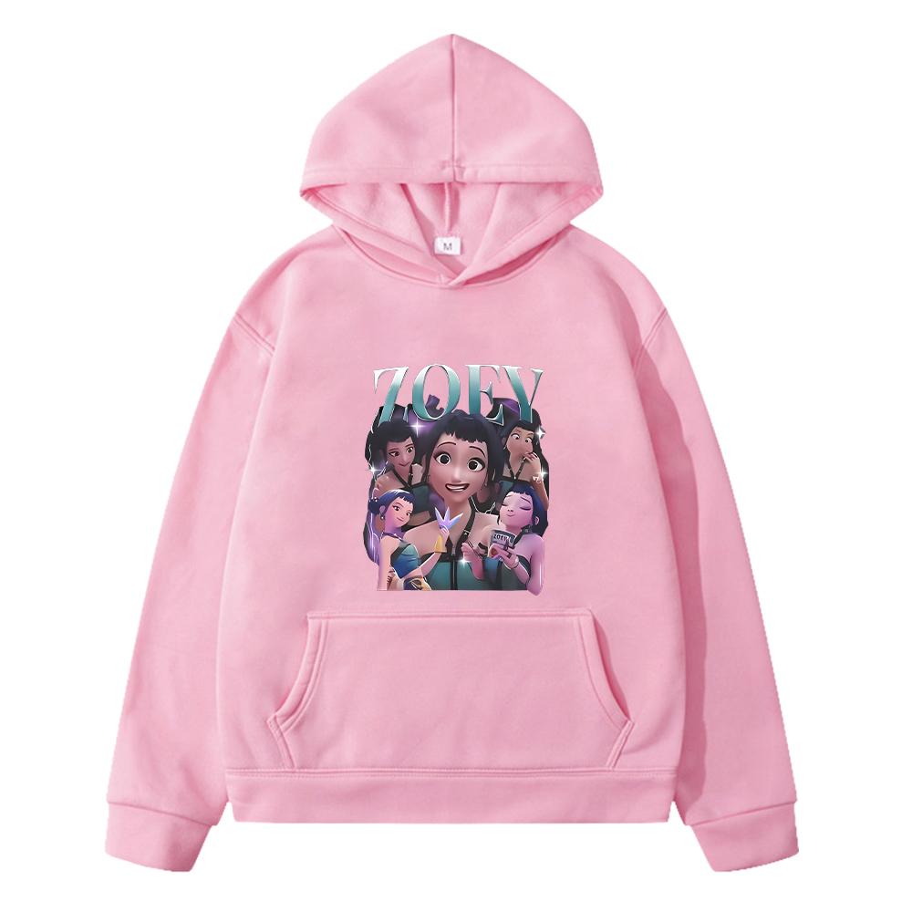 

Kawai kpop demon hunters kids anime hoodie Fleece Sweatshirt Jacket Autumn winter Casual Pullover y2k sudadera kids clothes girl 130 розовый