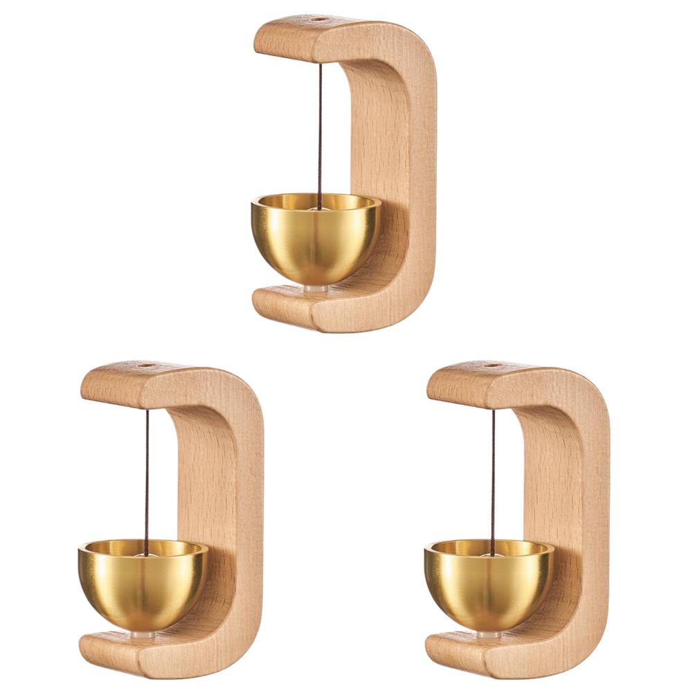 1-4PCS Hanging Magnetic Brass Doorbell Doorbell Solid Wooden Doorbell Wireless Jingle Bell Entrance Door Bell Pendant Home Decor