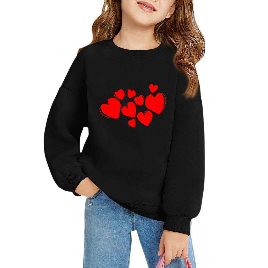 Mädchen Rundhals-Pullover für Kinder Bedruckte Baby-Oberteile Valentinstag