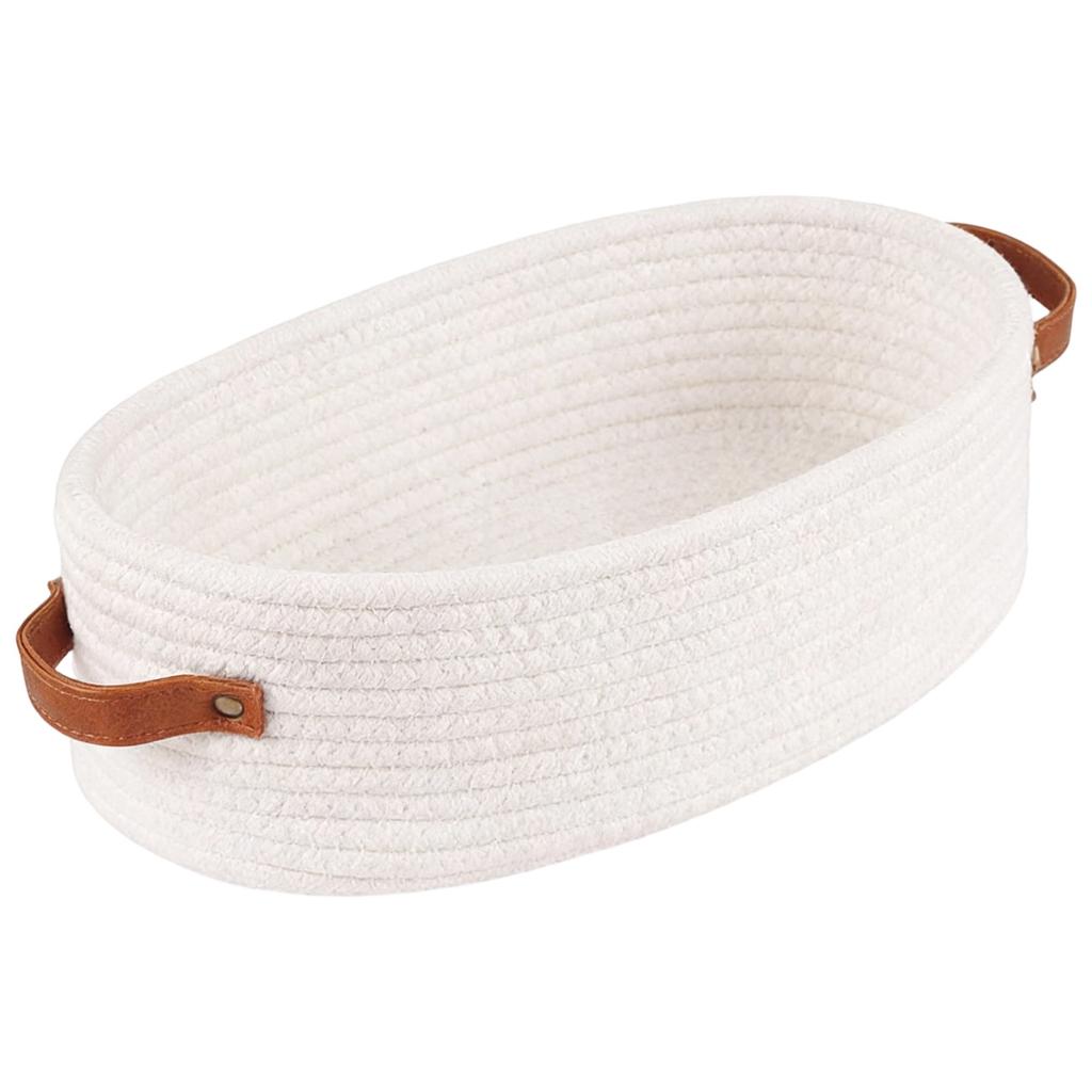 Cotton Rope Storage Basket With Handles - Round Woven Basket For Toys, Snacks, Plants & Home Organization