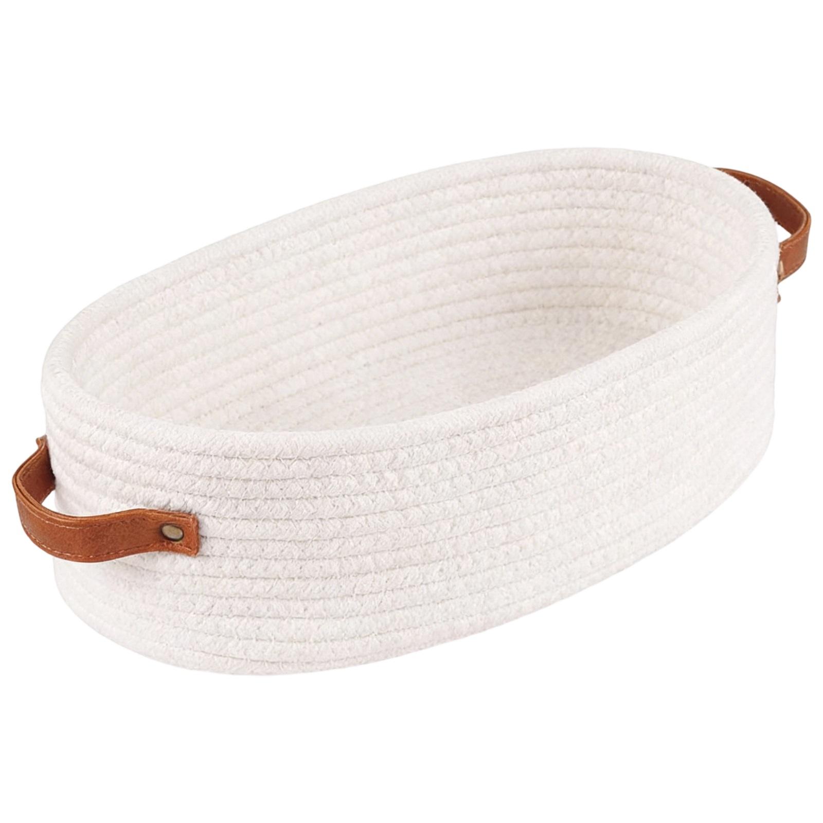 

Хлопковая веревочная корзина для хранения с ручками - Круглая плетеная корзина для игрушек, закусок, растений и организации дома One Size