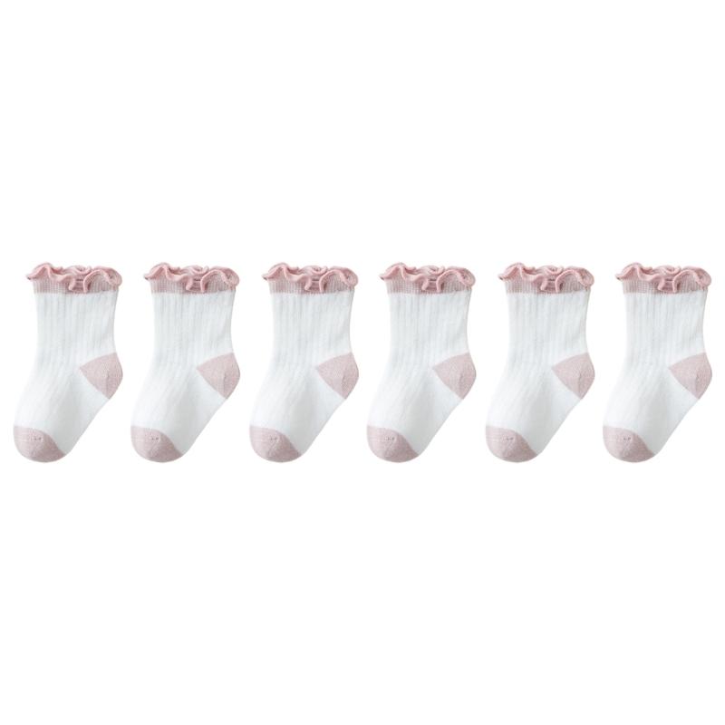3 Pair/set Kids Socks Elastic Cuffs Breathable Mesh Design for Daily Use 0-5 Years Old Comfortable Summer Footwear