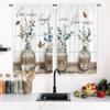 2pcs Farmhouse Kitchen Curtains Rustic Country Short Fork Spoon Knife Savor Vintage Window Treatment For Bedroom Living Room