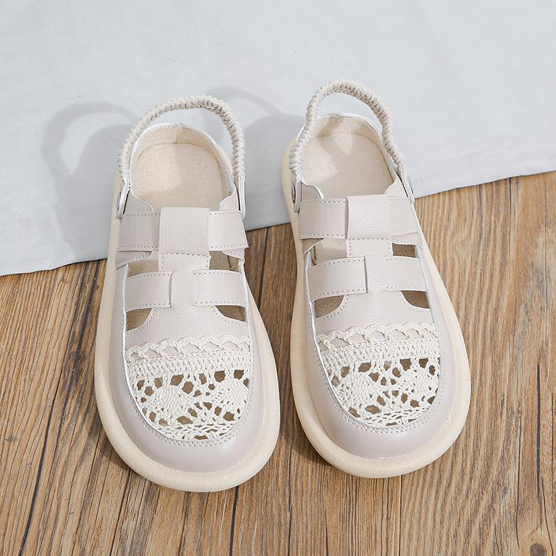 2025New Summer Hollow Breathable Mesh Ladies Shoes Literary Retro Flat Shoes Women's Sandals Shoes