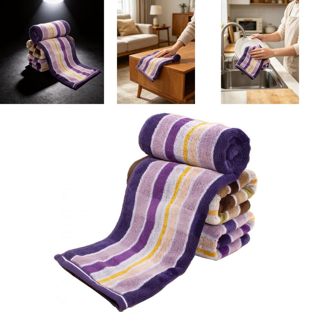 Cotton Striped Face Towel With Absorbent Thickened Fabric For Home Use Adults