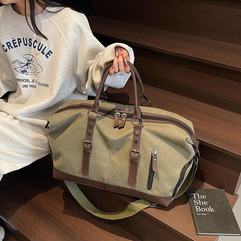 New canvas hand-held travel bag men's outdoor sports duffel bag travel fitness messenger large-capacity storage bag women