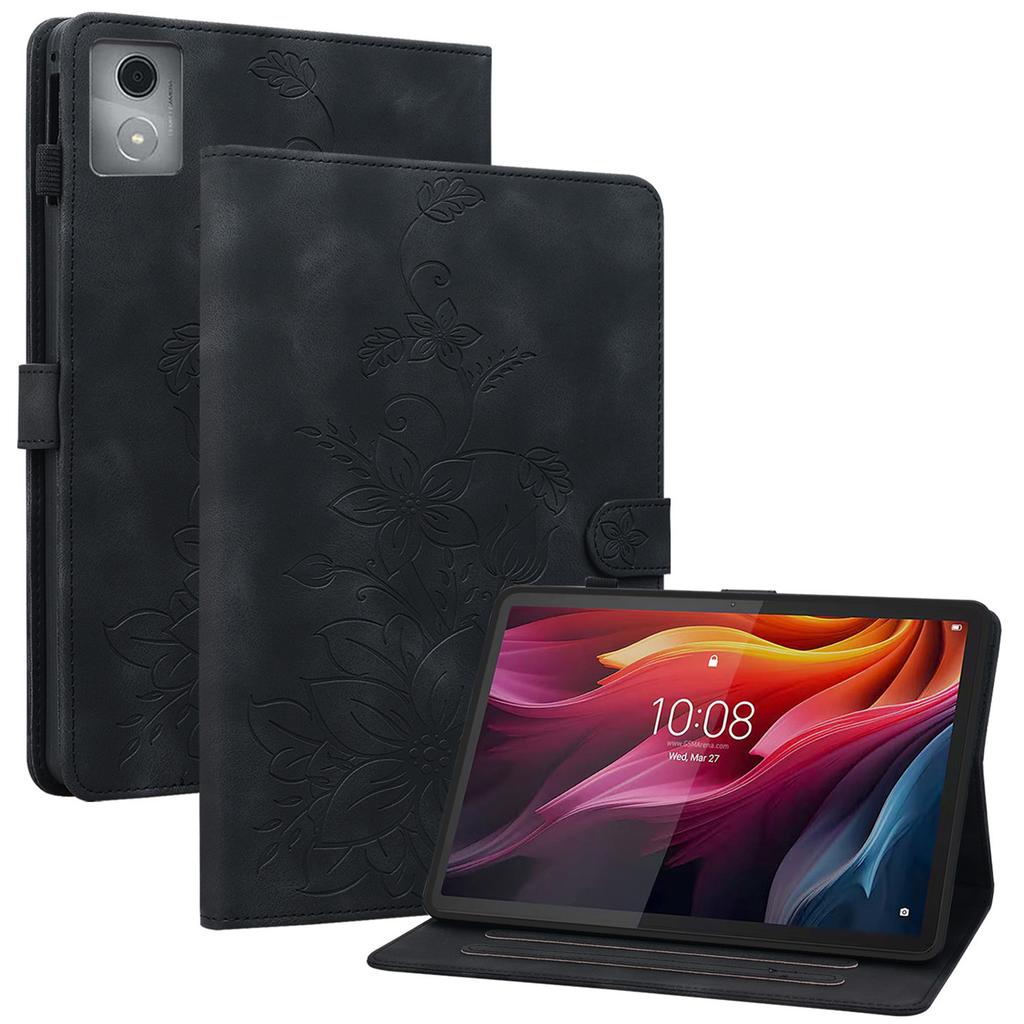 Pro Lenovo Tab K11 Plus Pouzdro Vzorek Lotosového Květu Slot pro Karty Kožený Kryt na Tablet