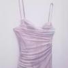 2024 Summer Lavender Pleated Tulle Slim Suspender Dress
