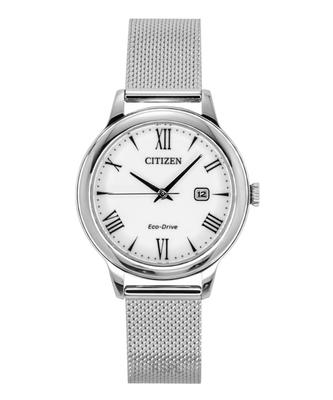Elegance Edelstahl Weißes Zifferblatt Eco-Drive EW2621-75A 100M Damenuhr