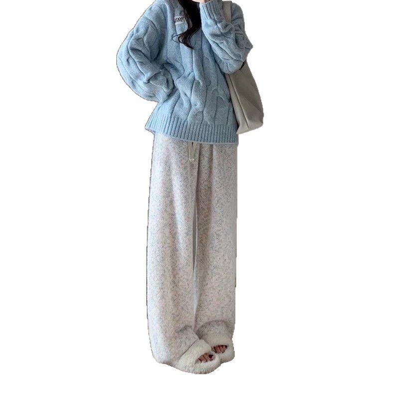 Petite Rainbow Polka Dot High Waist Fleece-Lined Wide-Leg Pants XS