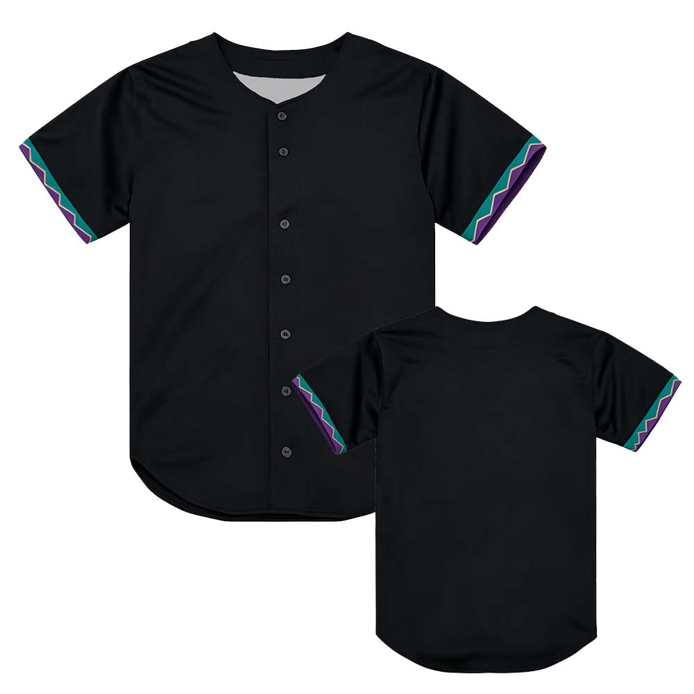 Schwarz Lila Baseballtrikot Unisex Streetwear Locker Kurzarm Hemd mit Knöpfen Sommer Design Grafikdruck Merch Kleidung Herren