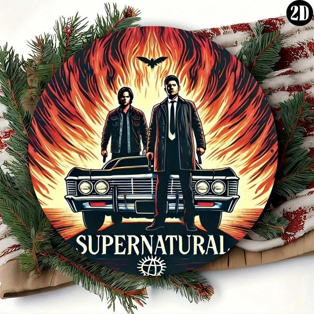Supernatural That Was Fun Rundes Eisenblechschild 20x20 Zoll Wetterfestes Metall-Wandbild für Heimbar Café Außenbereich Dekoration