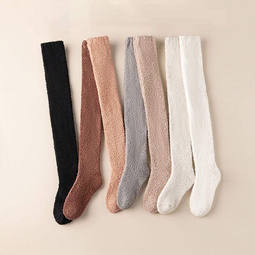 Coral Fleece Long Tight Socks Soft Foot Warmers Fashion Boot Socks  Fall Winter