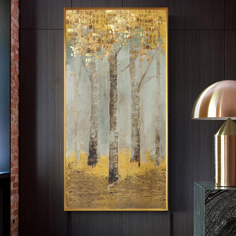 Wohnkultur Druck Goldene Abstrakte Baum Malerei Nordic Stil Bild Wand Kunst Modulare Leinwand Poster Moderne Für Nachttisch Hintergrund kein Rahmen