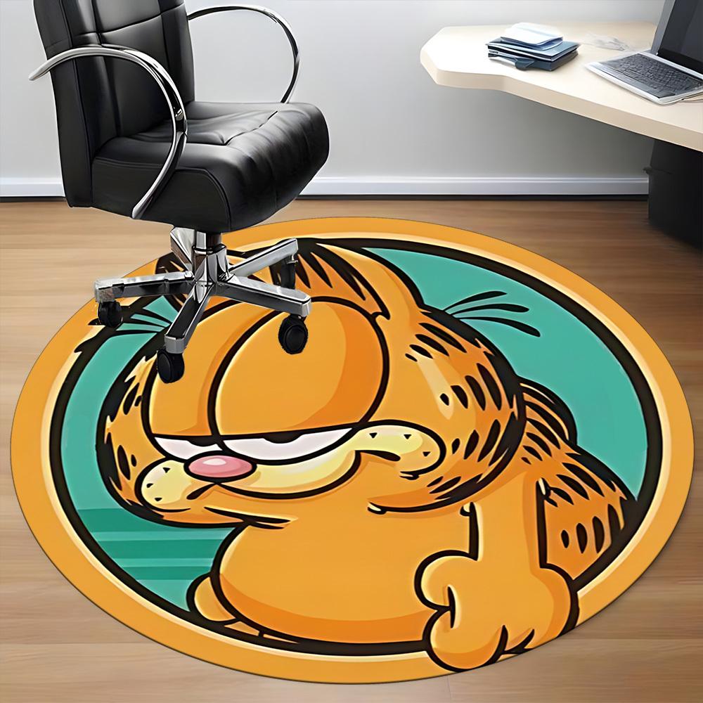 1pc Garfield Cat Office Round Area Rug, Under Office Chairs Bedroom Living Room Home Decor, Available in Various Sizes