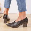 Moda Vintage negro Cuero Suave Punta Fina Tacón Grueso Zapatos Planos para Mujer 2025 Nuevo Primavera Verano Tacón Alto Versátil Zapatos Altos