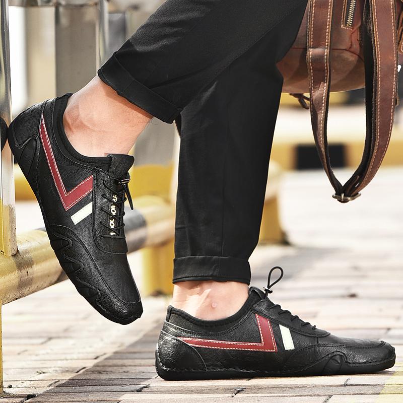 Men Leather Shoes Versatile Daily Sneakers Casual Loafers Comfortable Soft Driving Anti-slip Wearable Walking Shoes Flats Shoes