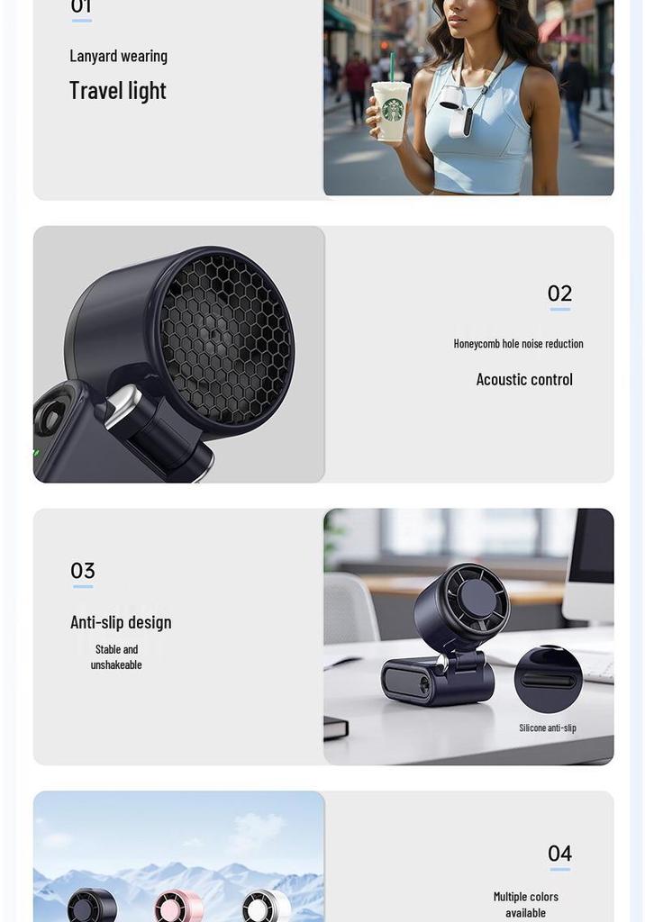 Foldable High-Speed Portable Mini Fan with Neck Hanging Feature