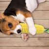 Soft Corn Shaped Dog Toy - Interactive Squeaky Teething Chew Toy for Small and Medium Pets, Anxiety Relief for Indoor and Outdoor Play Less