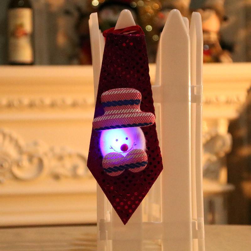 Tie Christmas Bow Light Up Santa Claus Holiday Sequin Ties Xmas Party Decor Gift