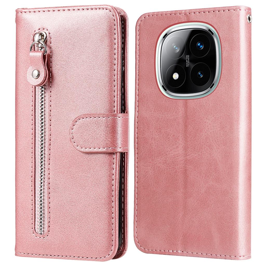 For Xiaomi Redmi Note 14 Pro+ 5G/Note 14 Pro 5G/Poco X7 5G Case Zipper Wallet Calf Texture PU Leather Phone Cover