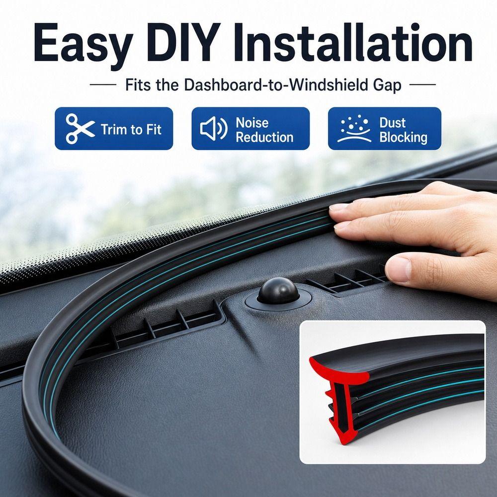 Rubber Material Dashboard Seal Strip Sound Dampening Noise Reduction Trim Interior Dust Blocking