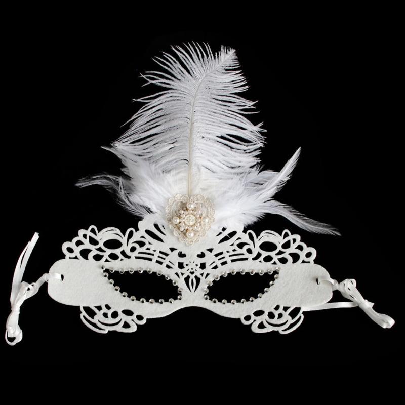 Premium Feathered Rhinestones Costume Mask For Theater Performances And Formal Parties Tear Proof Construction