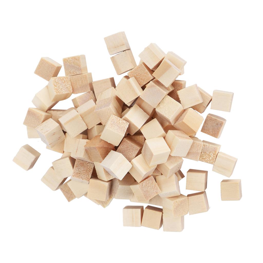 100Pcs Wooden Cubes Pine Square Blank Blocks for DIY Craft Early Childhood Puzzle Toy 10mm