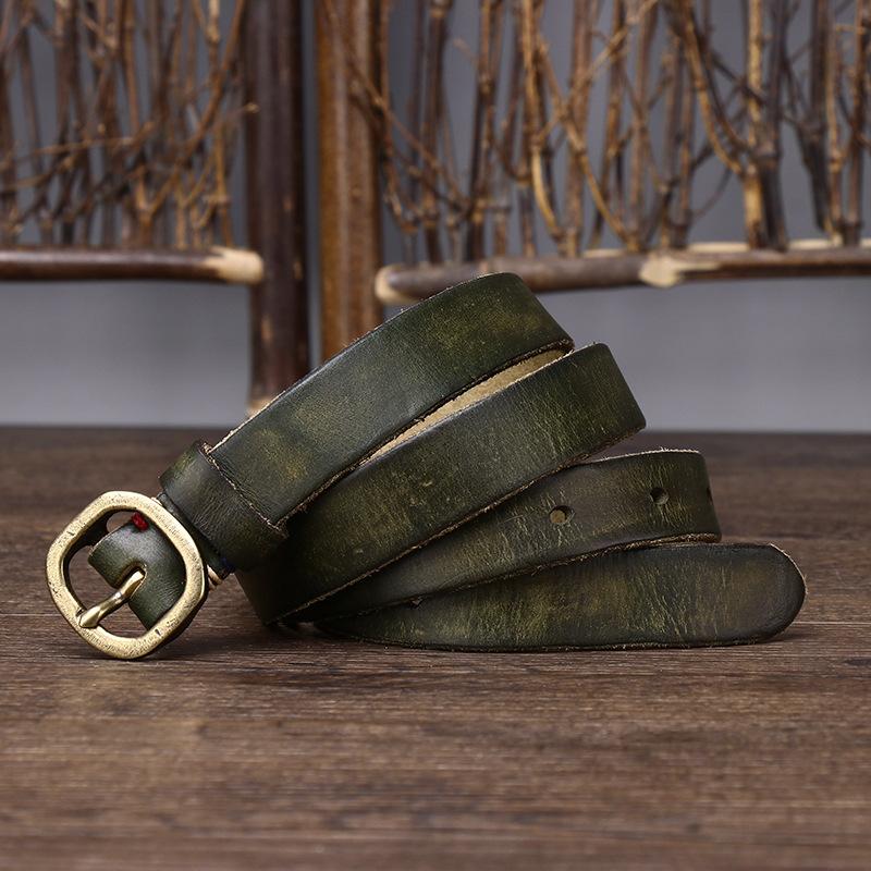 

Ретро Тонкий Ремінь Жіночий Декоративний Шкіряний Перший Шар Чиста Коров яча Шкіра Пряжка-Шпилька Модний Тренд Універсальний Жіночий Вузький Ремінь 115cm