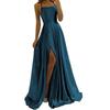LYRIA Burgundy Satin Beach Maxi Women Dress for Christmas Sexy Side Slit Adjustable Straps Evening Prom Dress Cheap Bridesmaid Dresses