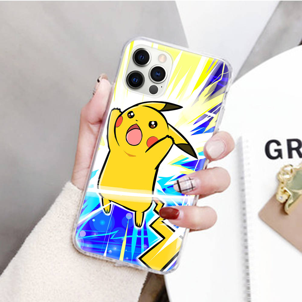JP36 Pikachu Pokemon Transparent Case for Samsung A04 A14 A23 M33 M53 Realme 10 9 C35 C55 VIVO Y02 X80 Infinix Hot 30 Note 11 Tecno Spark 8P Pro