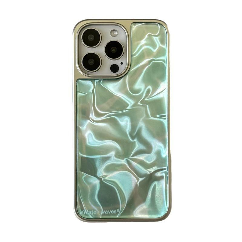 Wasserwellen Handyhülle iPhone 18 Pro Max 17 16 15 14 13 Anti-Drop Galvanisierte Hülle Männer Frauen