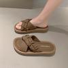 Platform Slippers Women's Summer Outer Wear 2025 New Feeling Cross Strap Fashion One-word Women's Sandals Casual Sandals