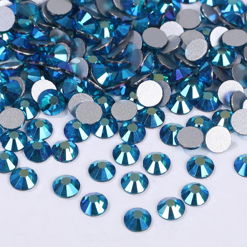 Color Ab Crystal Glass Flat Bottom Drill Round Nail Drill Diy Colorful Nail Jewelry