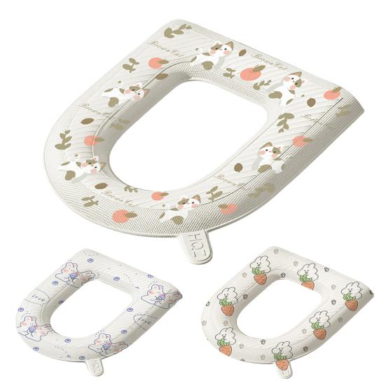 Toilet Seat Cartoon Pattern Tear-Off Easy Clean Non-Slip Cushion Pad Self-adhesive Toilet Seat Bathroom Toilet Seat Cover